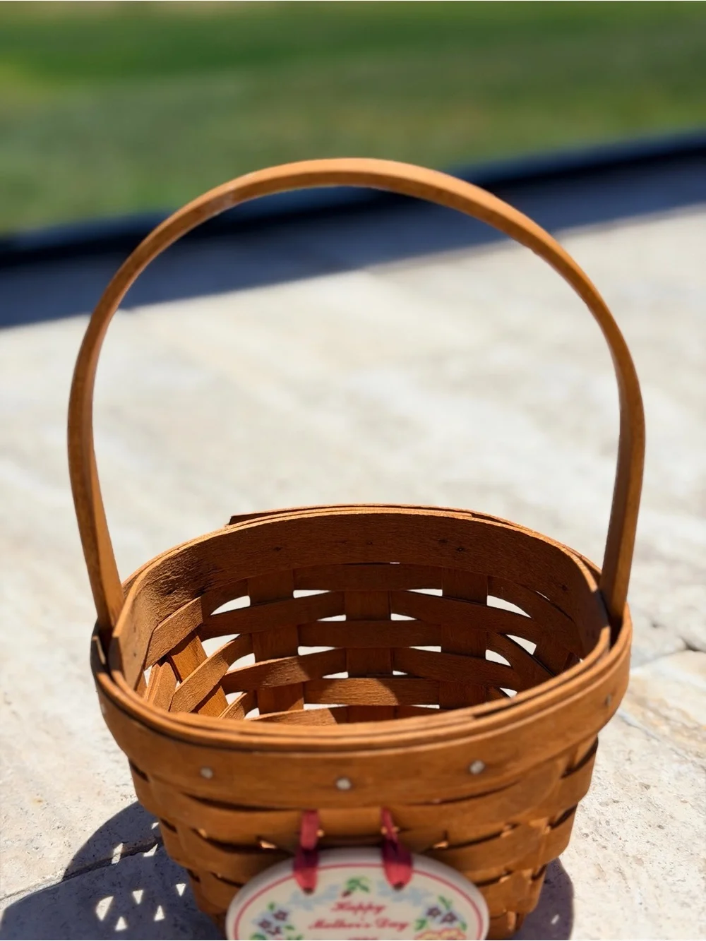 Longaberger 1998 Mothers Day Rings & Things Basket+Pottery Tie On